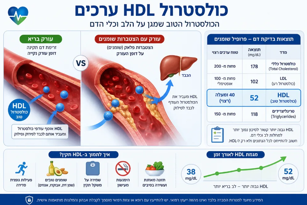 ערכי כולסטרול HDL: מה אומר הכולסטרול - המדריך המלא לשנת 2026