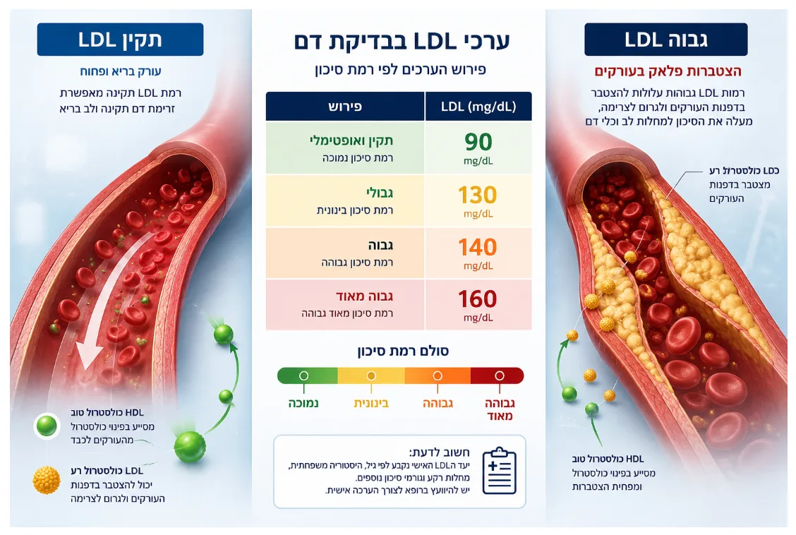 כולסטרול LDL ערכים: מה נחשב תקין ומה גבוה?