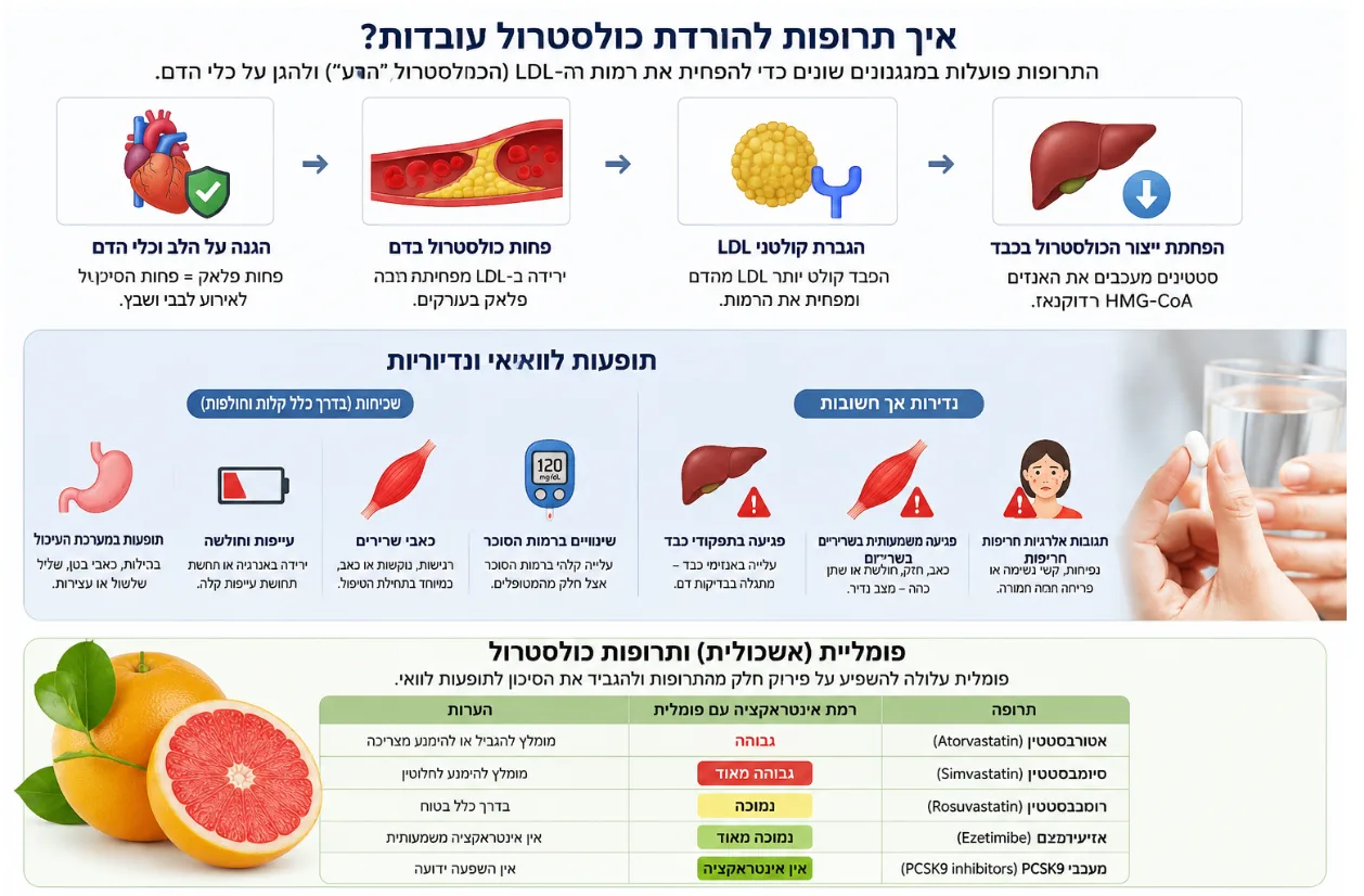 כדורים להורדת כולסטרול תופעות לוואי: מה חשוב לדעת? המדריך המלא לשנת 2026