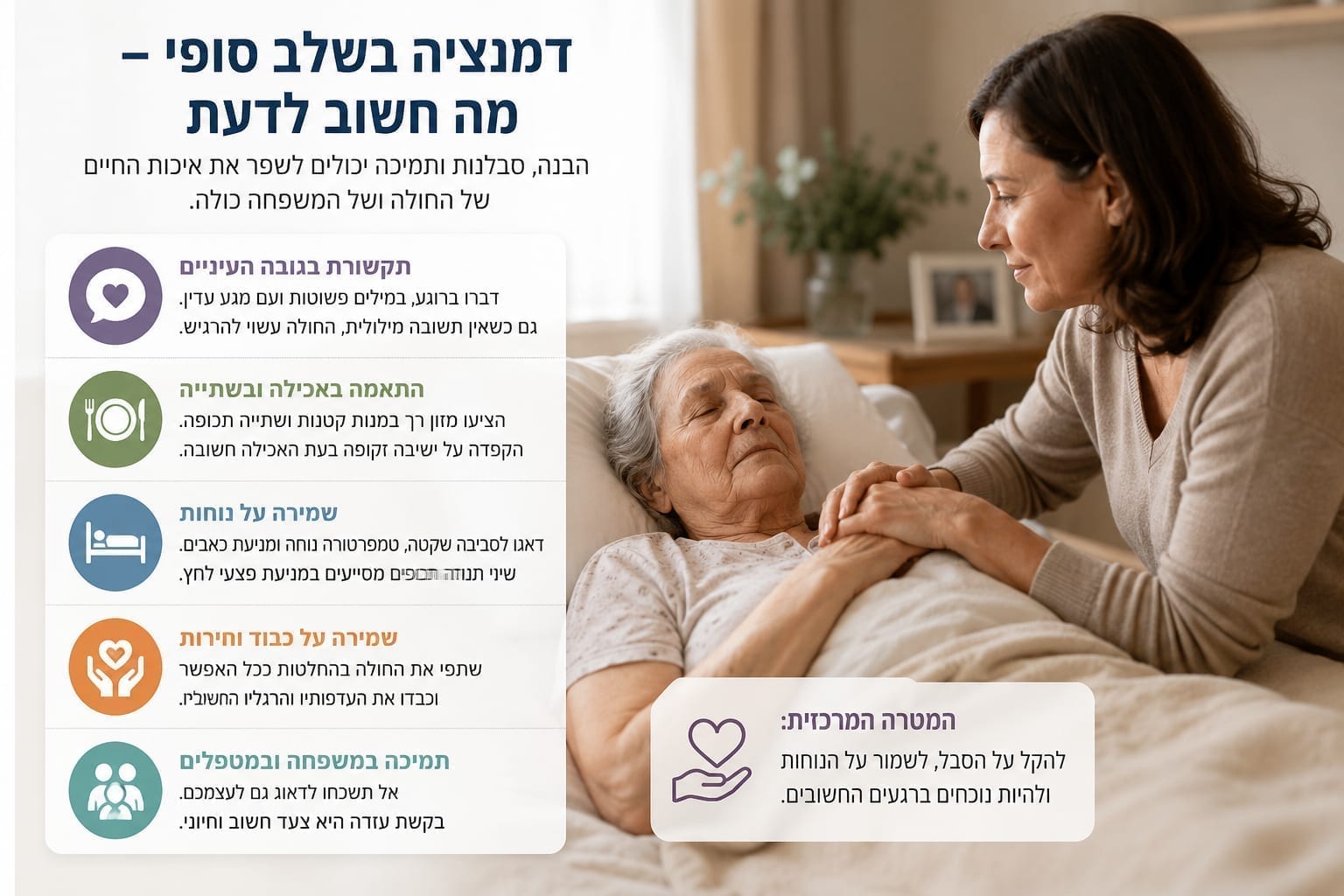 דמנציה בשלב סופי: תסמינים, טיפול ומה המשפחה צריכה לדעת - המדריך המלא לשנת 2026